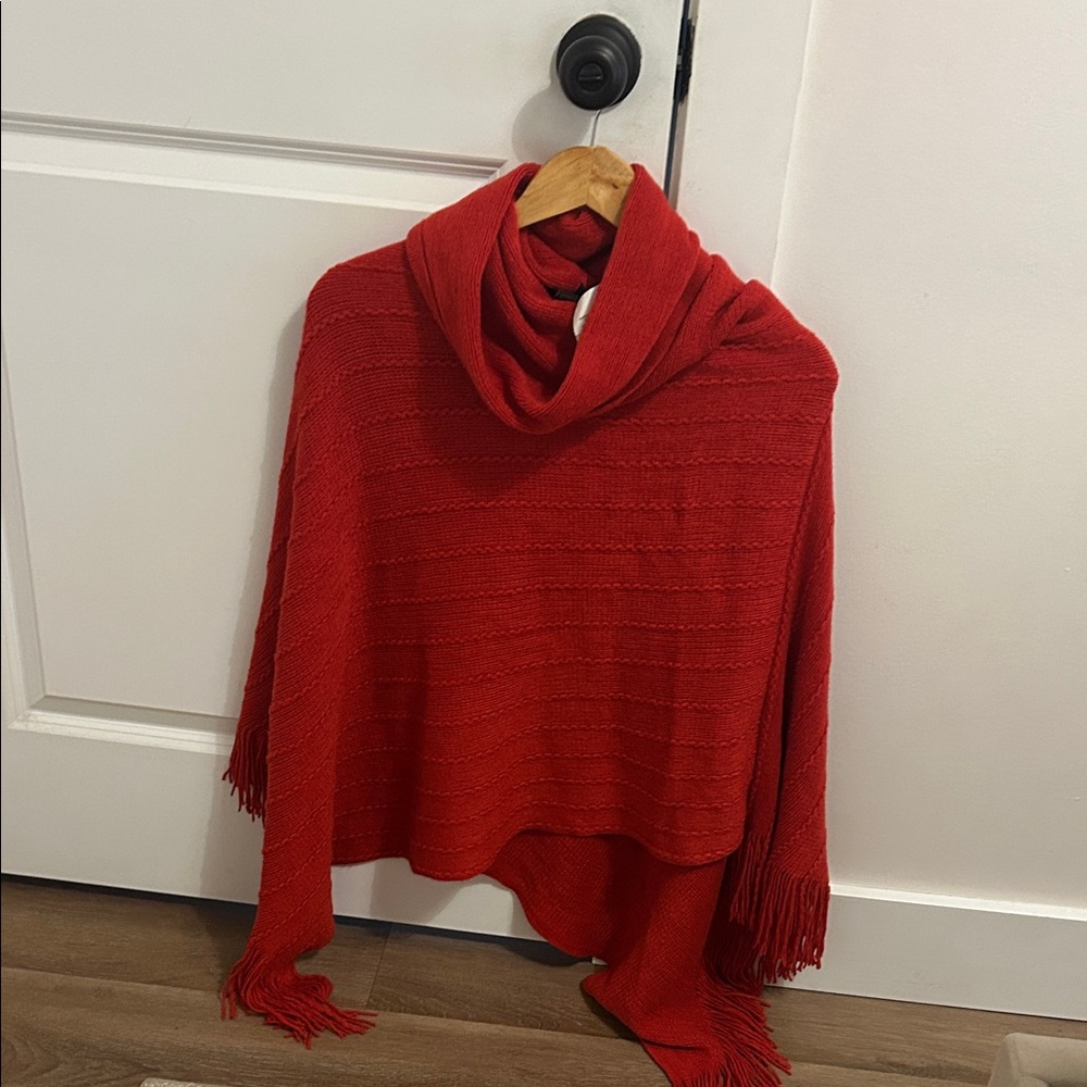BCBGMaxAzria Red Knit Poncho
